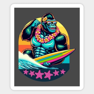 Retro Gorilla Surfer Magnet